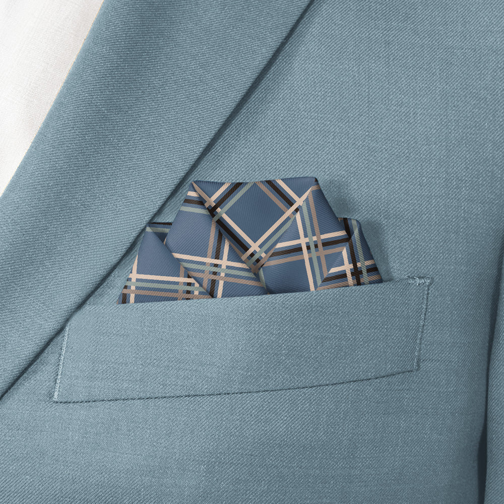 Baker Plaid Pocket Square - Scalloped Fold - Knotty Tie Co.