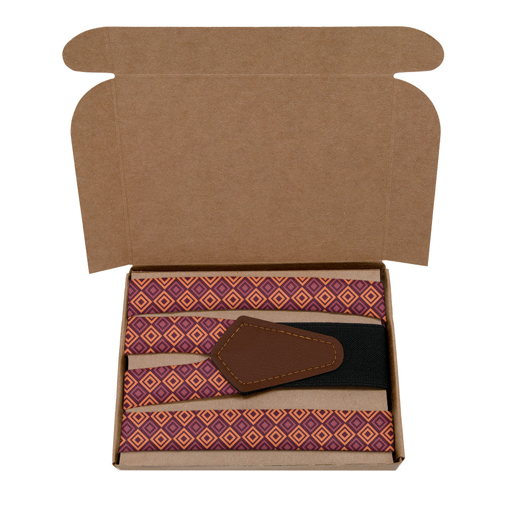 Basil Geometric Suspenders - Kraft Gift Box Packaging - Knotty Tie Co.