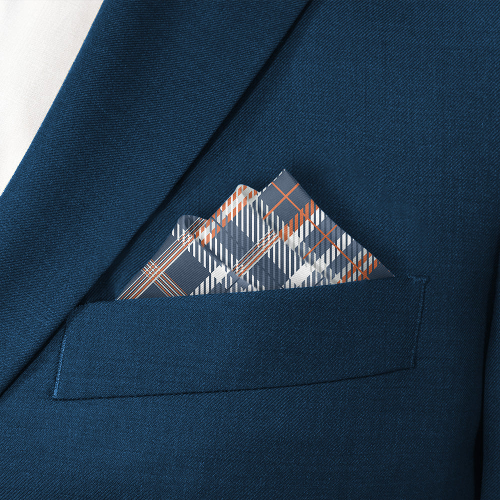 Baskerville Plaid Pocket Square - Stairs Fold - Knotty Tie Co.