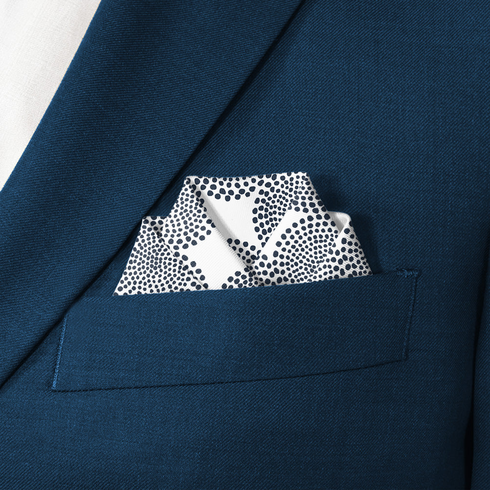 Batik Geometric Pocket Square - Scalloped Fold - Knotty Tie Co.