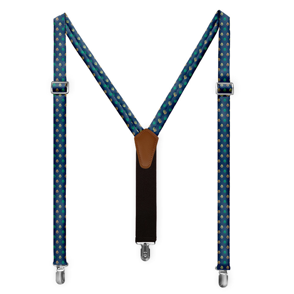 Beer Hops Suspenders - Full Front View - Knotty Tie Co.