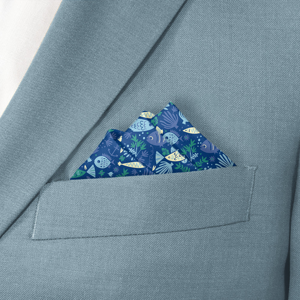 Below the Sea Pocket Square - Stairs Fold - Knotty Tie Co.