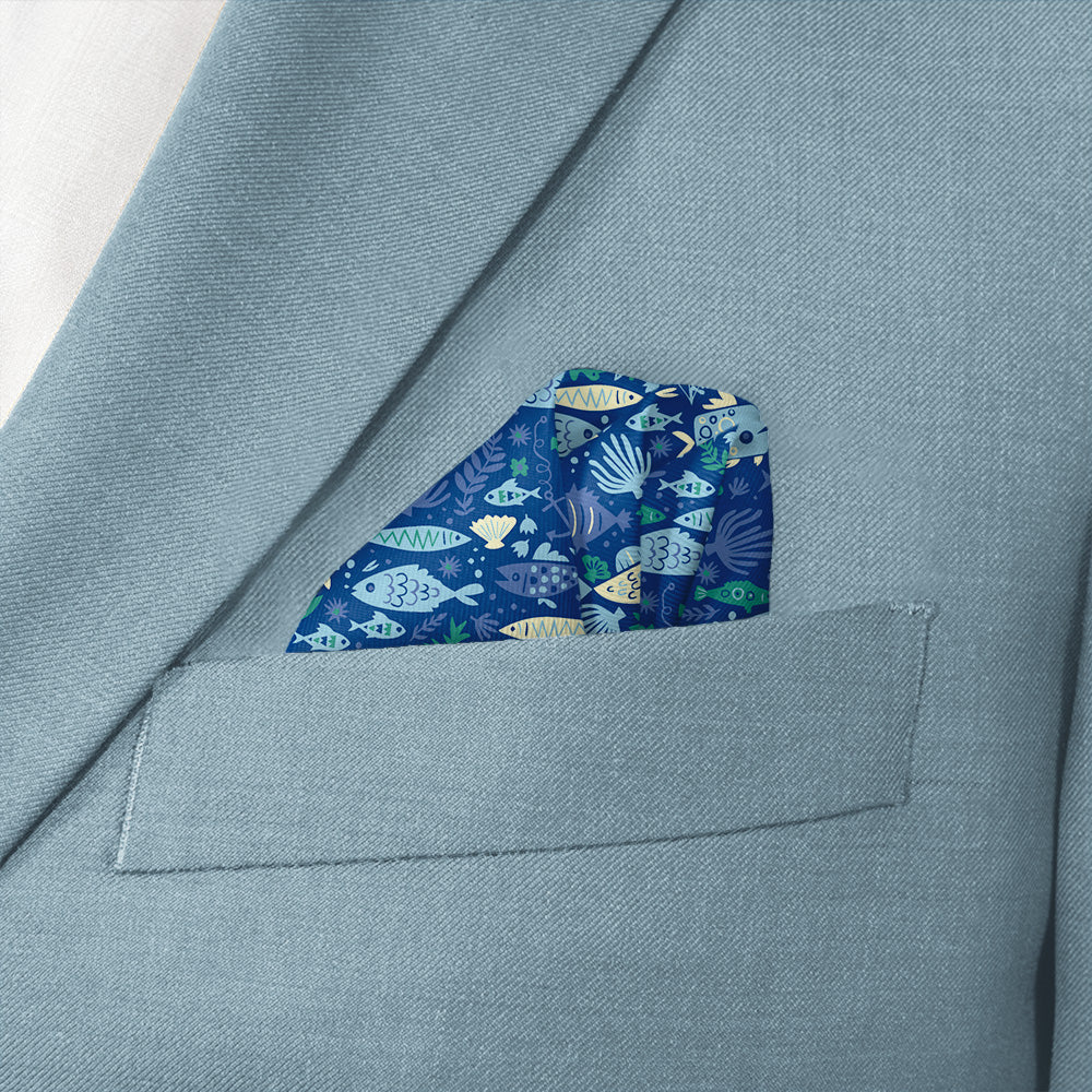 Below the Sea Pocket Square - Wave Fold - Knotty Tie Co.