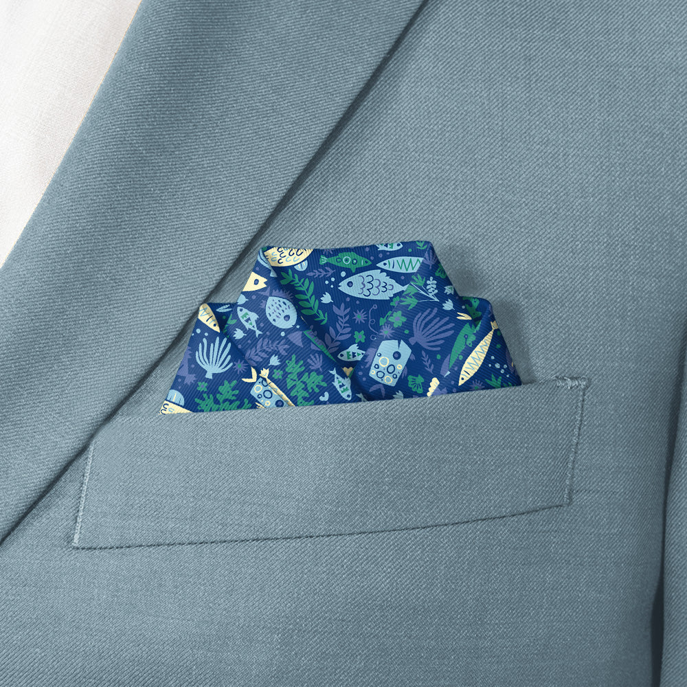 Below the Sea Pocket Square - Scalloped Fold - Knotty Tie Co.