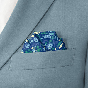 Below the Sea Pocket Square - Scalloped Fold - Knotty Tie Co.