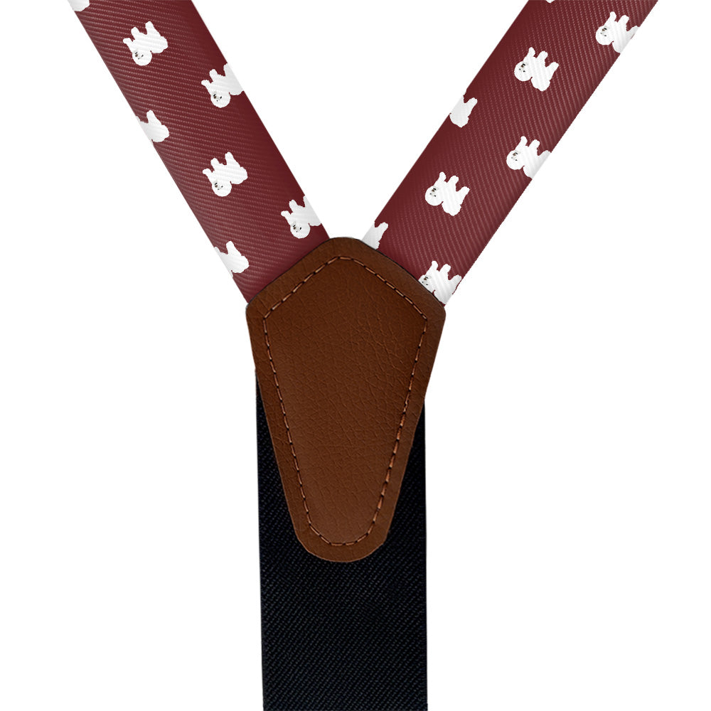 Bichon Frise Suspenders - Vegan Leather Y-Back - Knotty Tie Co.