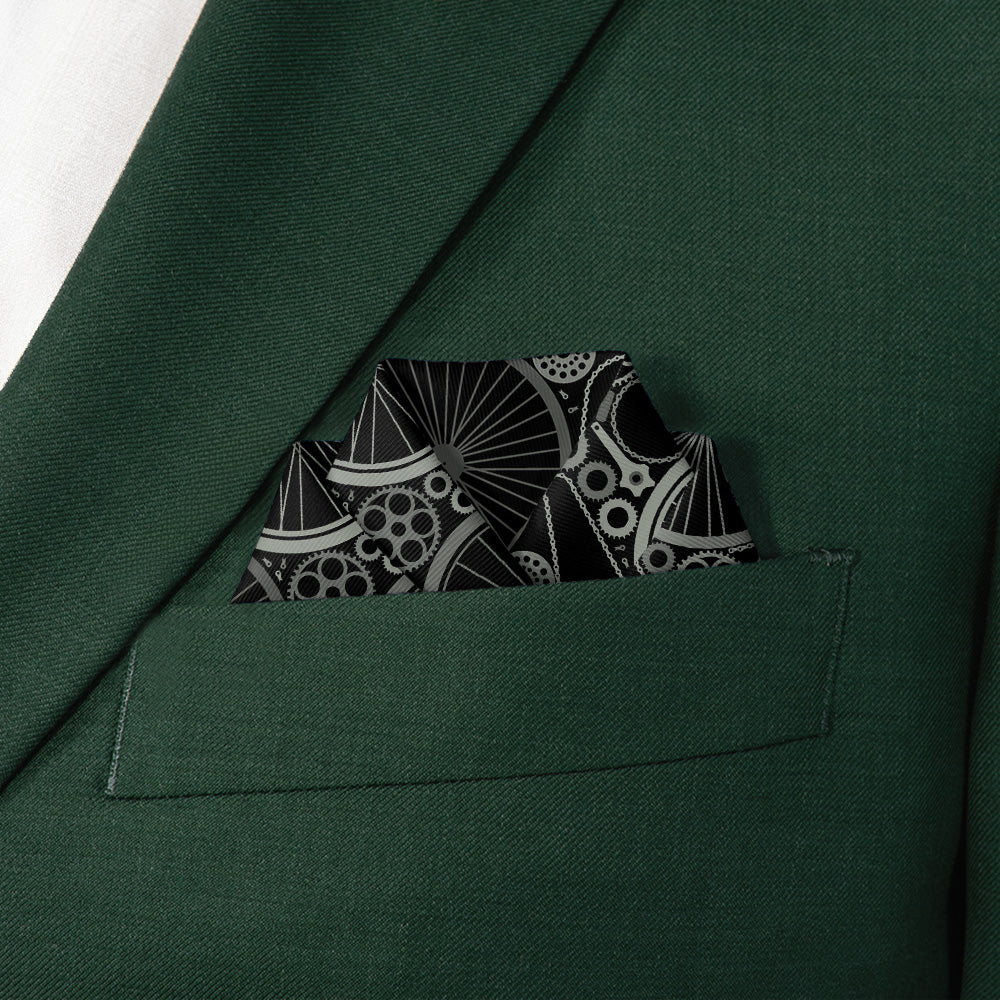 Bike Parts Pocket Square - Scalloped Fold - Knotty Tie Co.