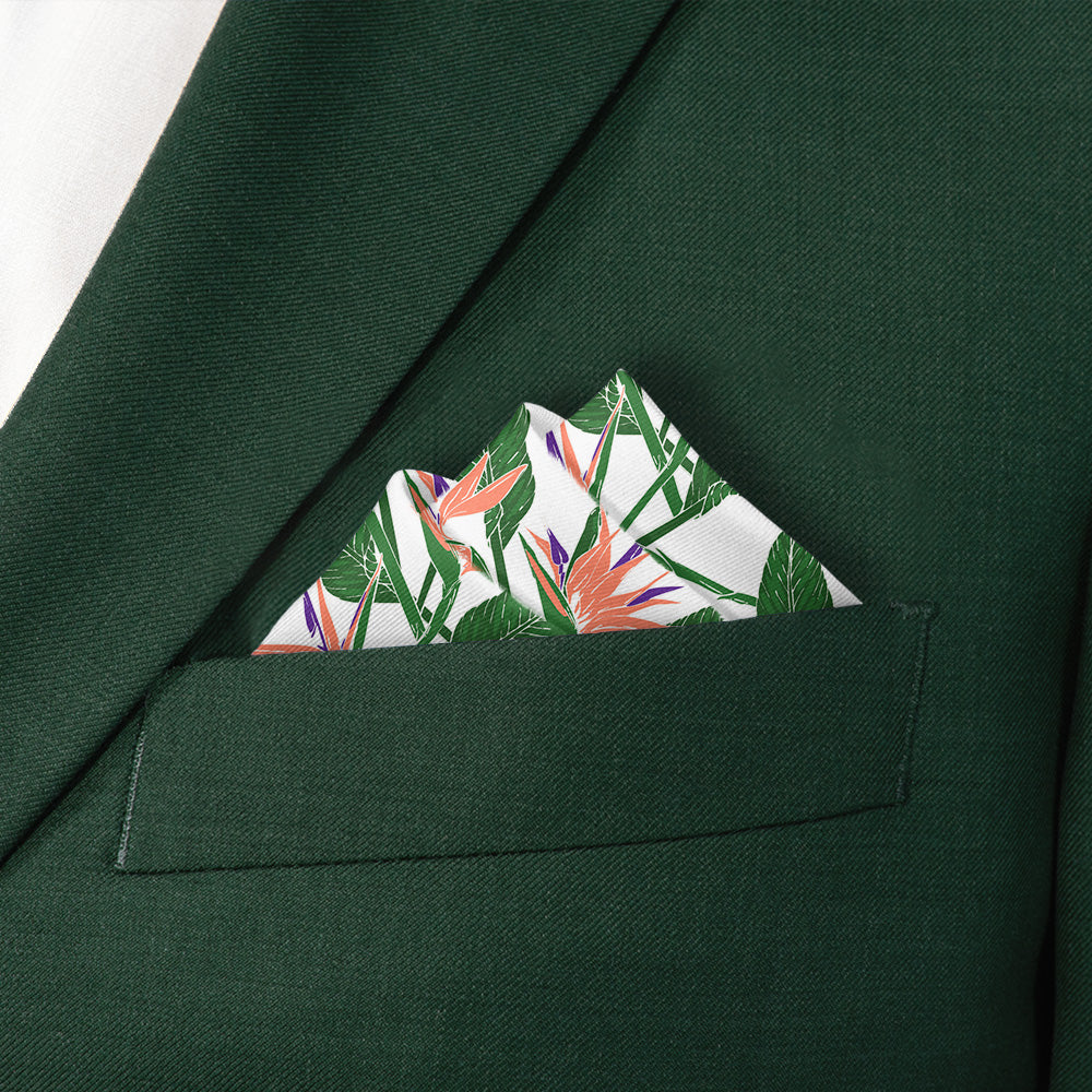 Bird of Paradise Pocket Square - Stairs Fold - Knotty Tie Co.