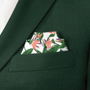 Bird of Paradise Pocket Square - Scalloped Fold - Knotty Tie Co.