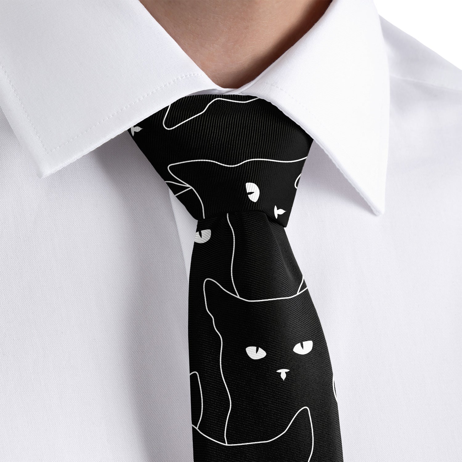 Black Cats Necktie - Rolled - Knotty Tie Co.