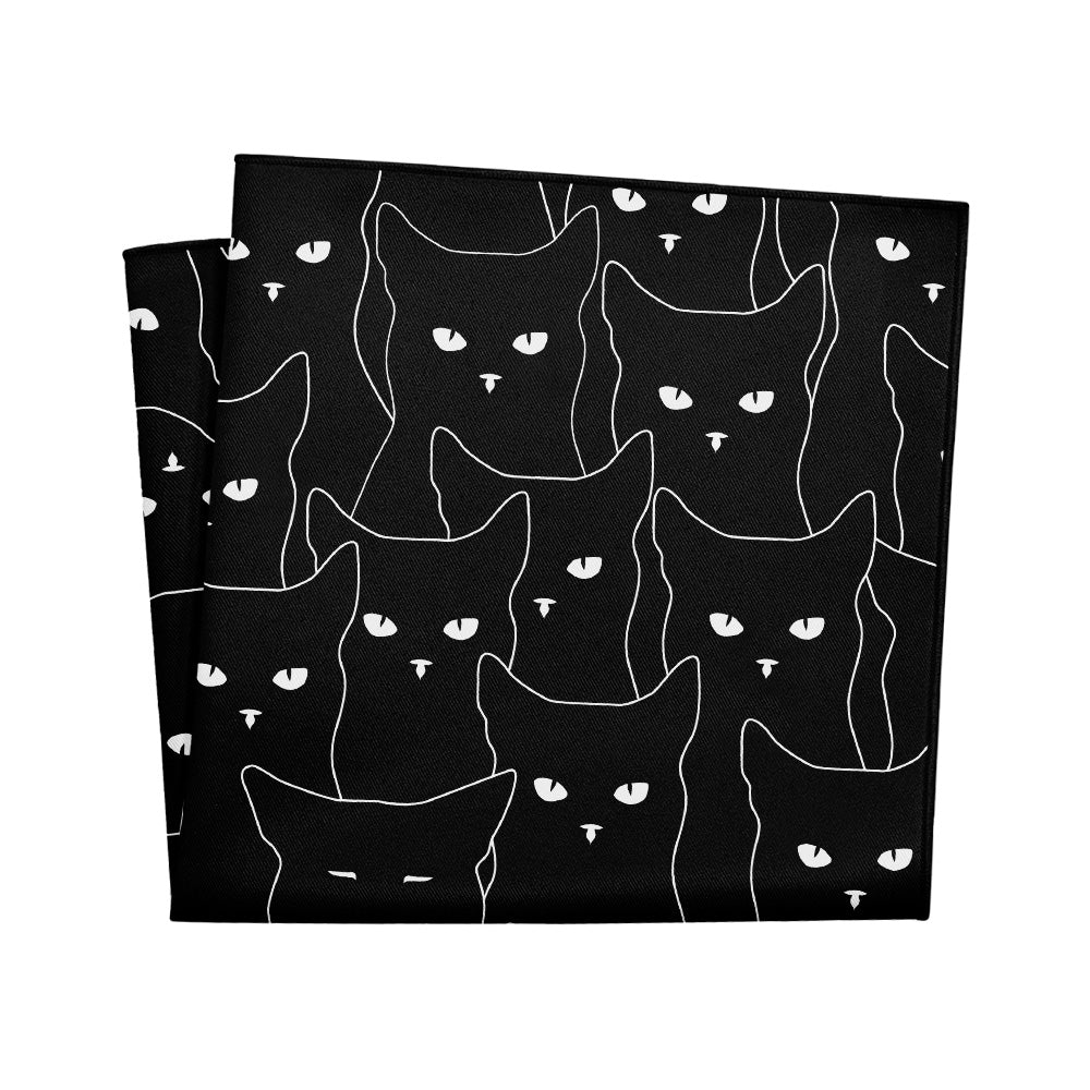 Black Cats Pocket Square - 12" Square - Knotty Tie Co.