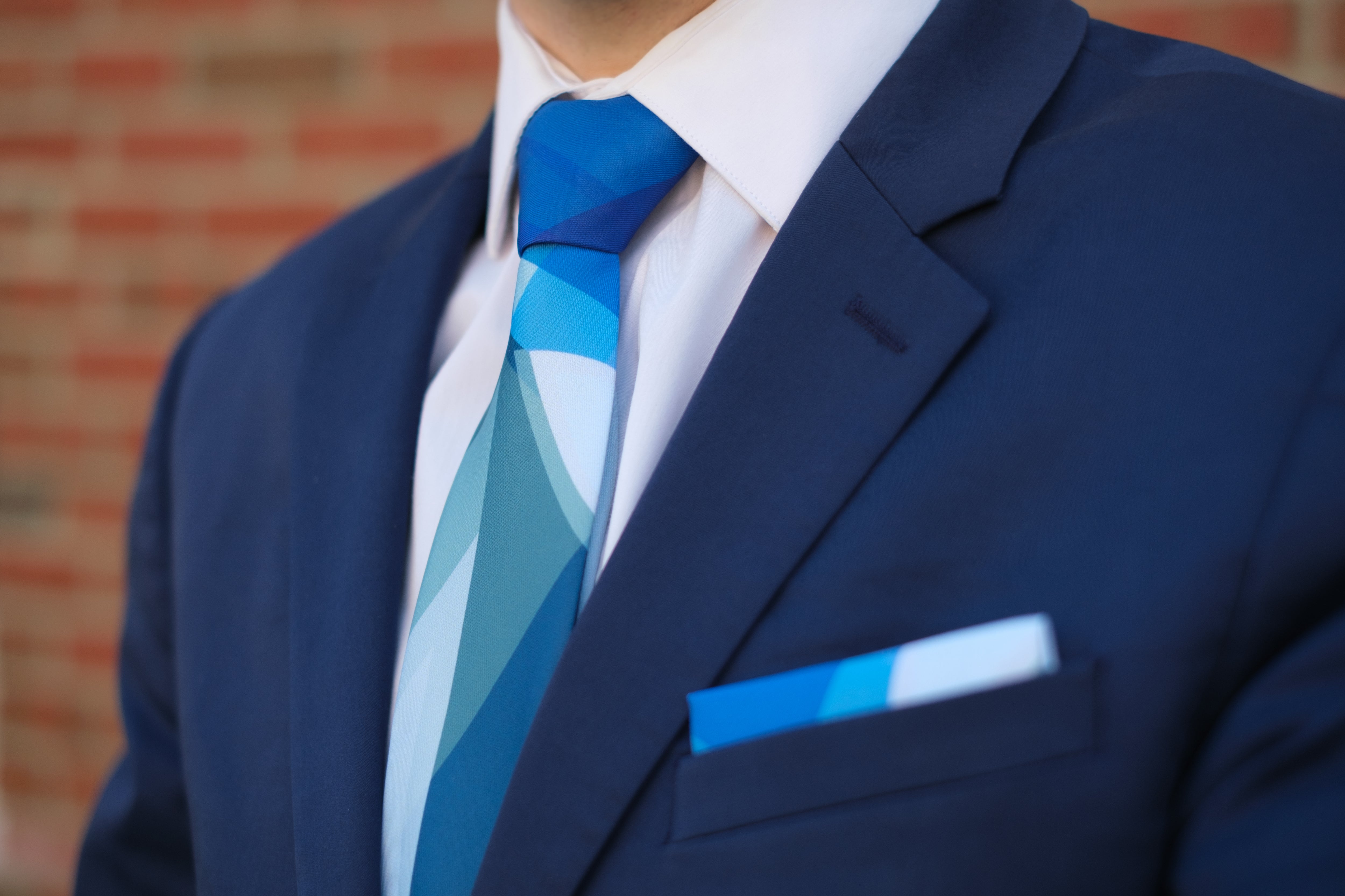 Custom designed blue abstract necktie design