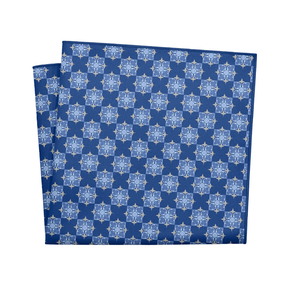 Botanical Tile Pocket Square - 12" Square - Knotty Tie Co.