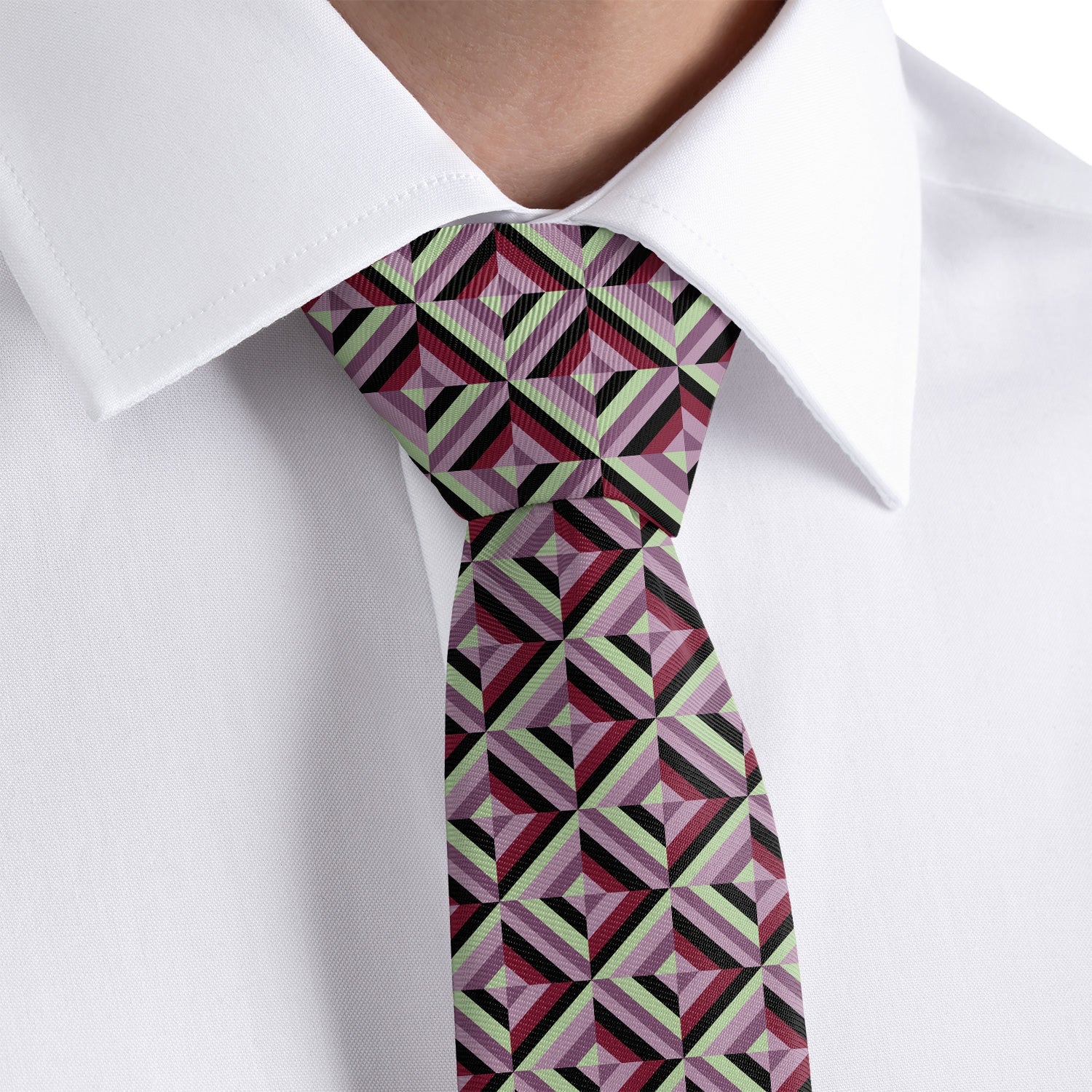 Brick Geometric Necktie - Rolled - Knotty Tie Co.