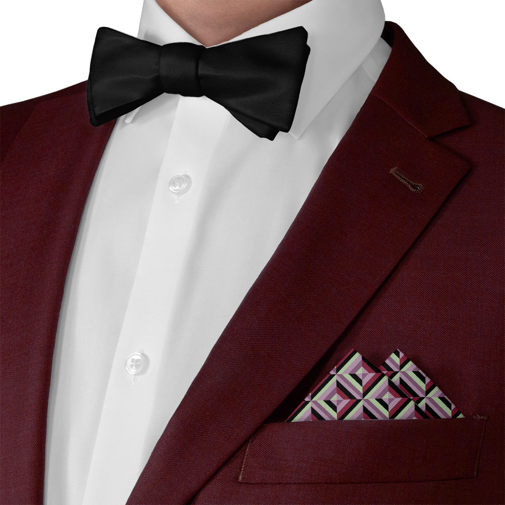 Brick Geometric Pocket Square - Matching Bow Tie - Knotty Tie Co.