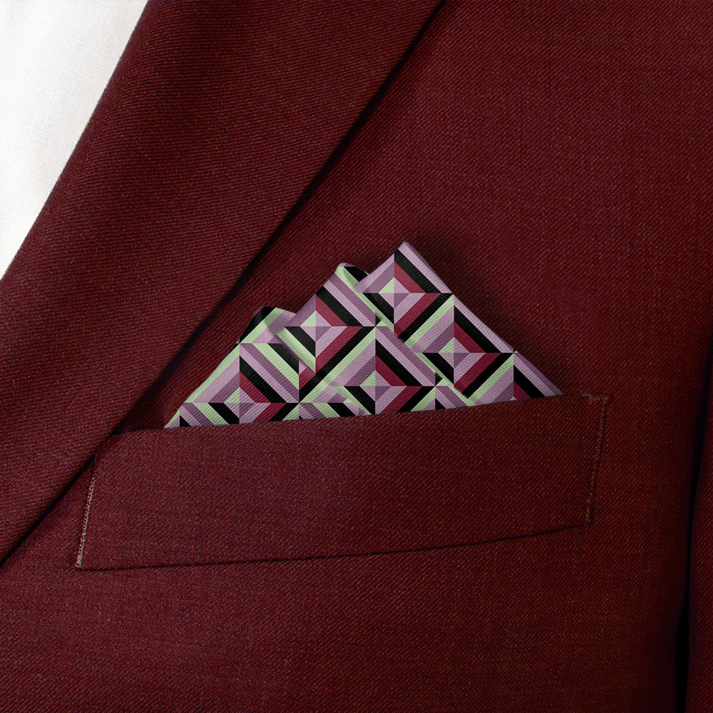 Brick Geometric Pocket Square - Stairs Fold - Knotty Tie Co.