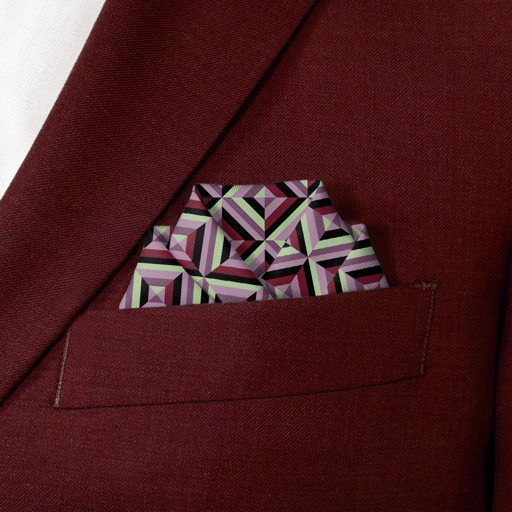 Brick Geometric Pocket Square - Scalloped Fold - Knotty Tie Co.