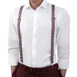 Brick Geometric Suspenders - On Model Back View - Knotty Tie Co.