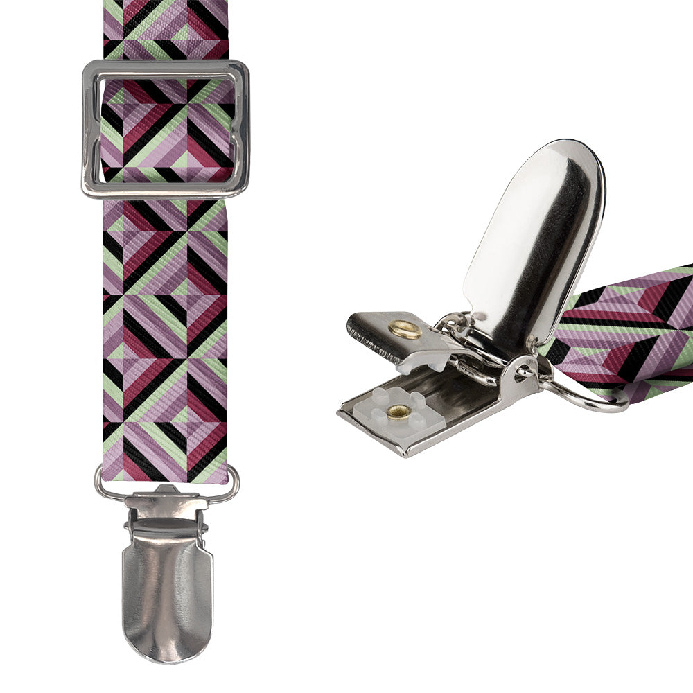 Brick Geometric Suspenders - Hardware and Strap - Knotty Tie Co.