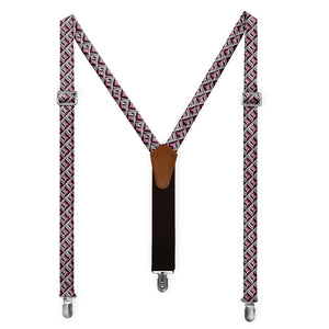 Brick Geometric Suspenders - Full Front View - Knotty Tie Co.