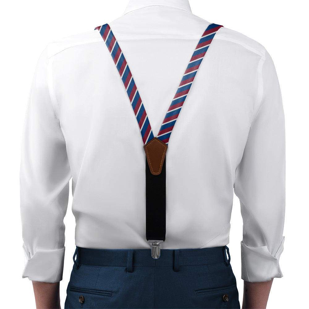 Broadway Stripe Suspenders - On Model Front View - Knotty Tie Co.