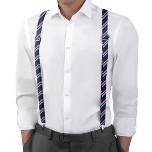 Brooklyn Stripe Suspenders - On Model Back View - Knotty Tie Co.