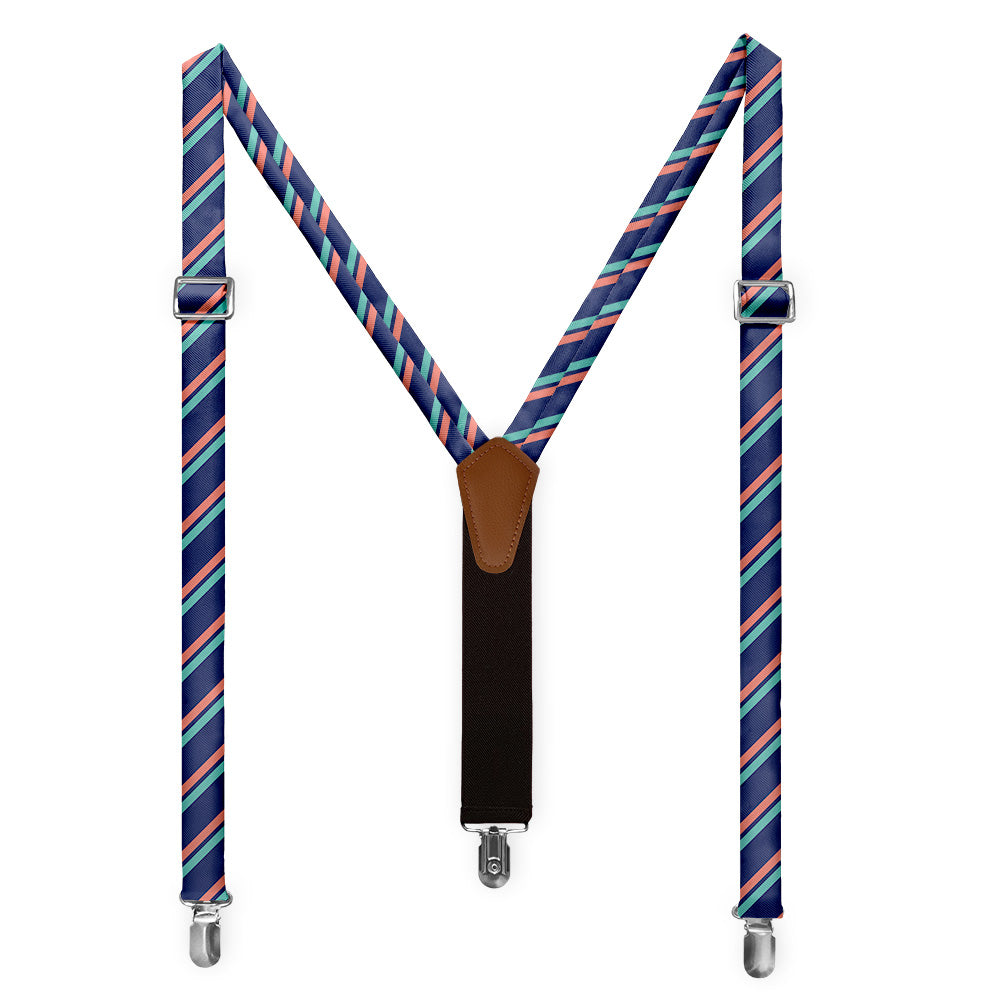 Brooklyn Stripe Suspenders - Full Front View - Knotty Tie Co.