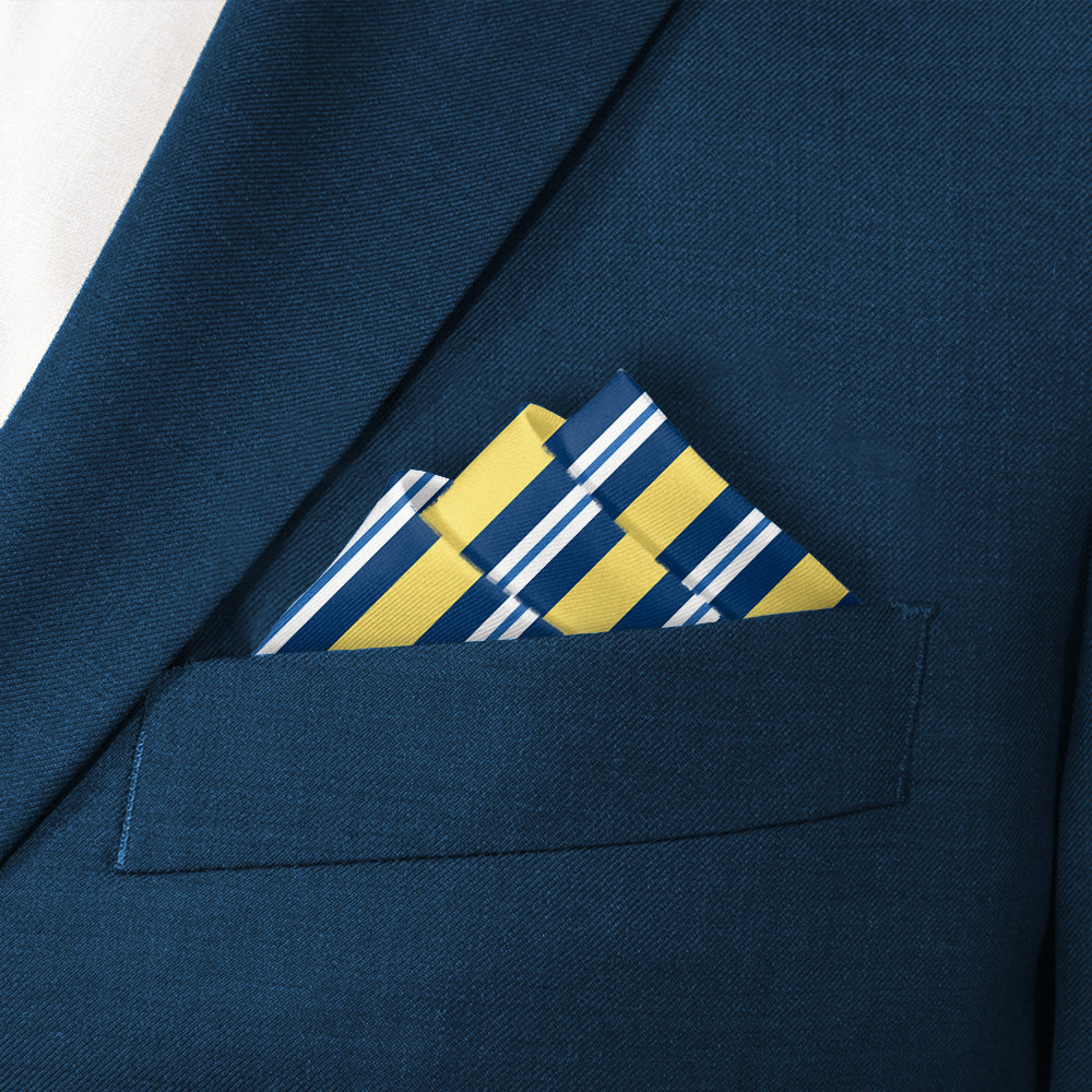 Bruce Stripe Pocket Square - Stairs Fold - Knotty Tie Co.