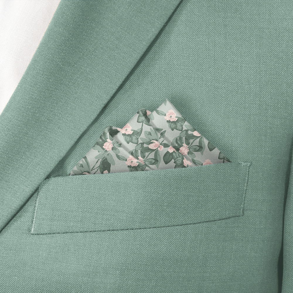 Budding Floral Pocket Square - Stairs Fold - Knotty Tie Co.