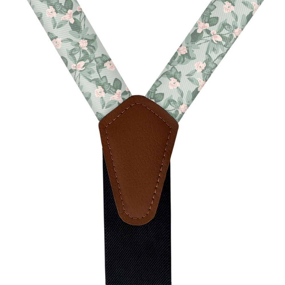 Budding Floral Suspenders - Vegan Leather Y-Back - Knotty Tie Co.