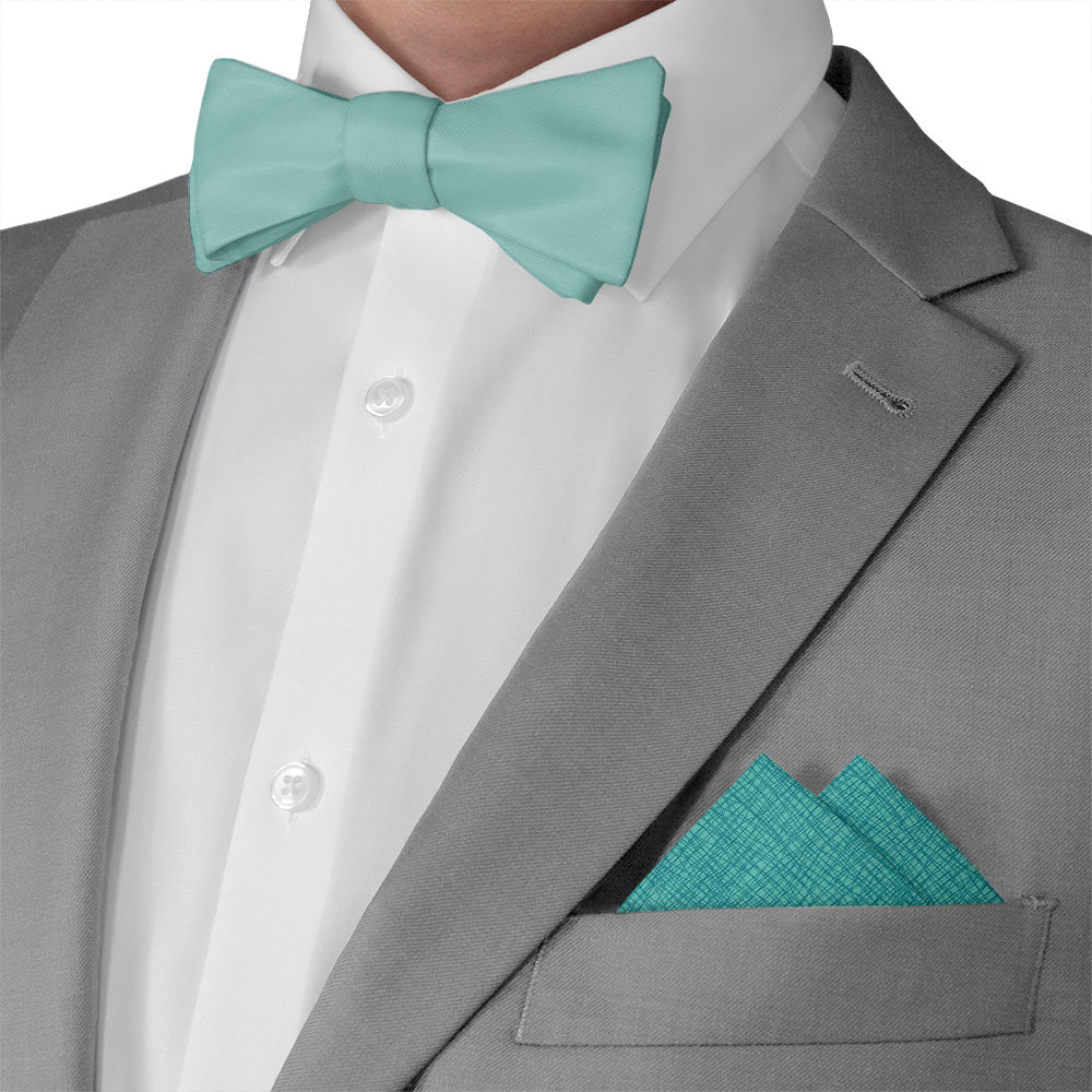 Burlap Crosshatch Pocket Square - Matching Bow Tie - Knotty Tie Co.