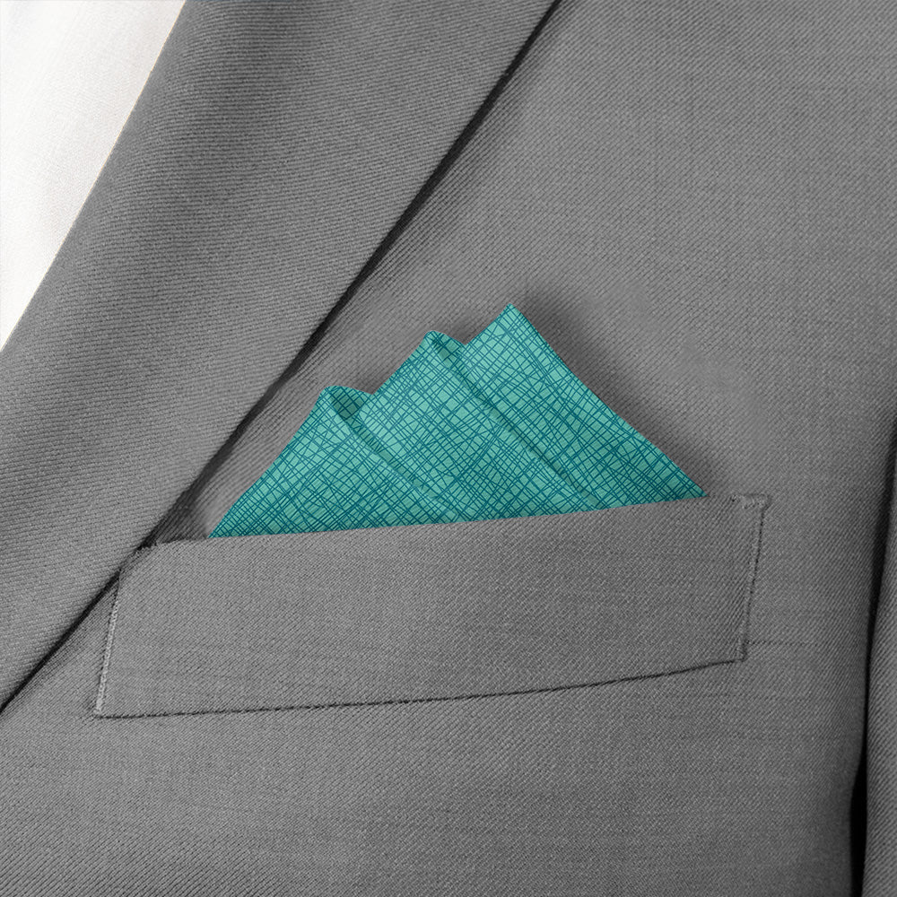 Burlap Crosshatch Pocket Square - Stairs Fold - Knotty Tie Co.