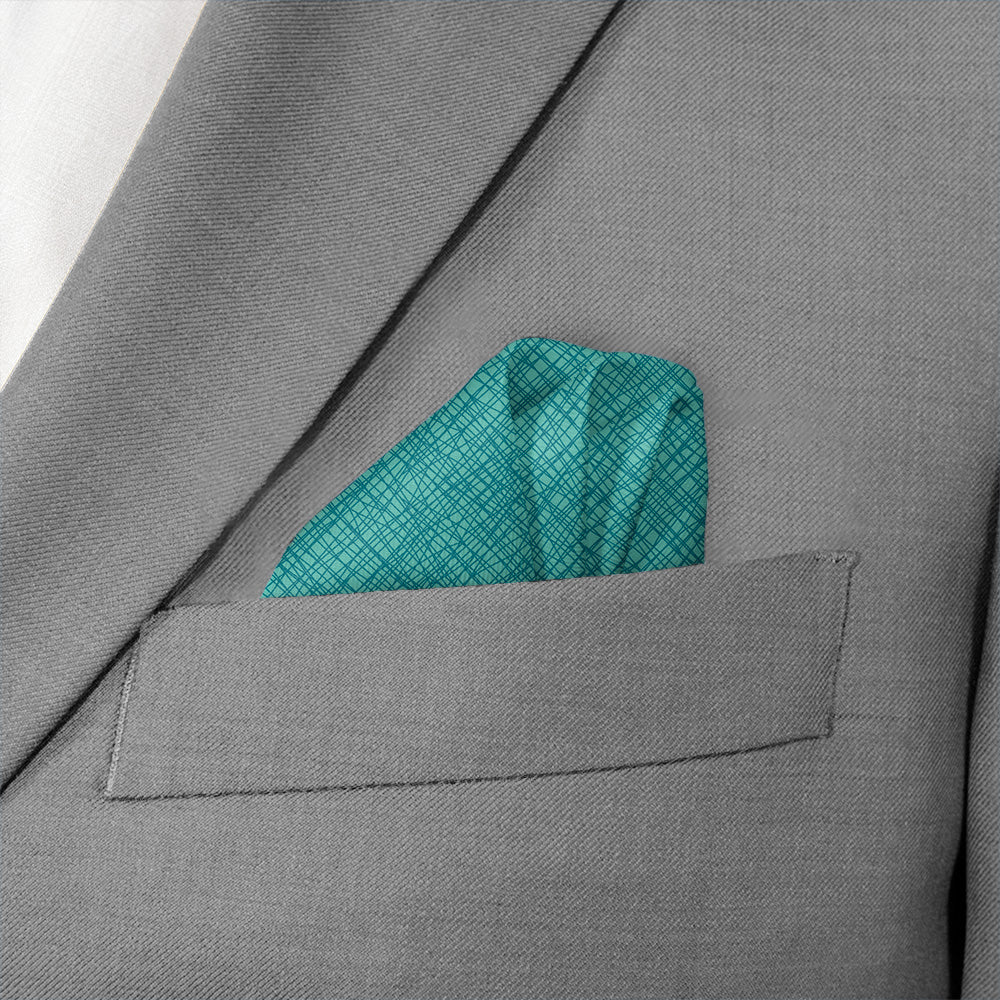 Burlap Crosshatch Pocket Square - Wave Fold - Knotty Tie Co.