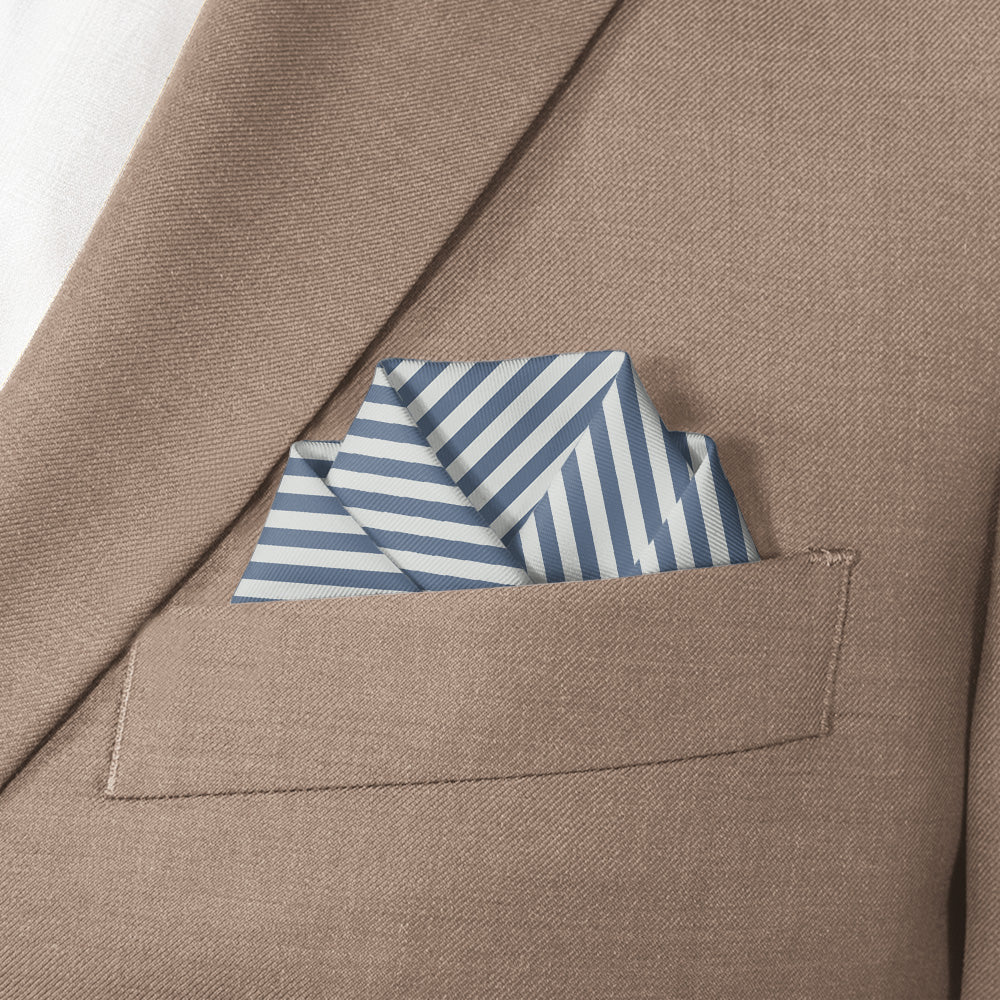 Butler Stripe Pocket Square - Scalloped Fold - Knotty Tie Co.