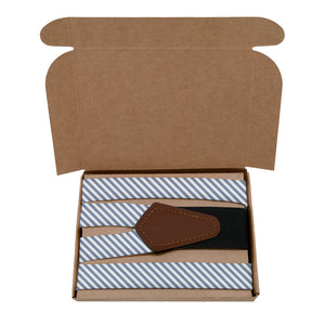 Butler Stripe Suspenders - Kraft Gift Box Packaging - Knotty Tie Co.