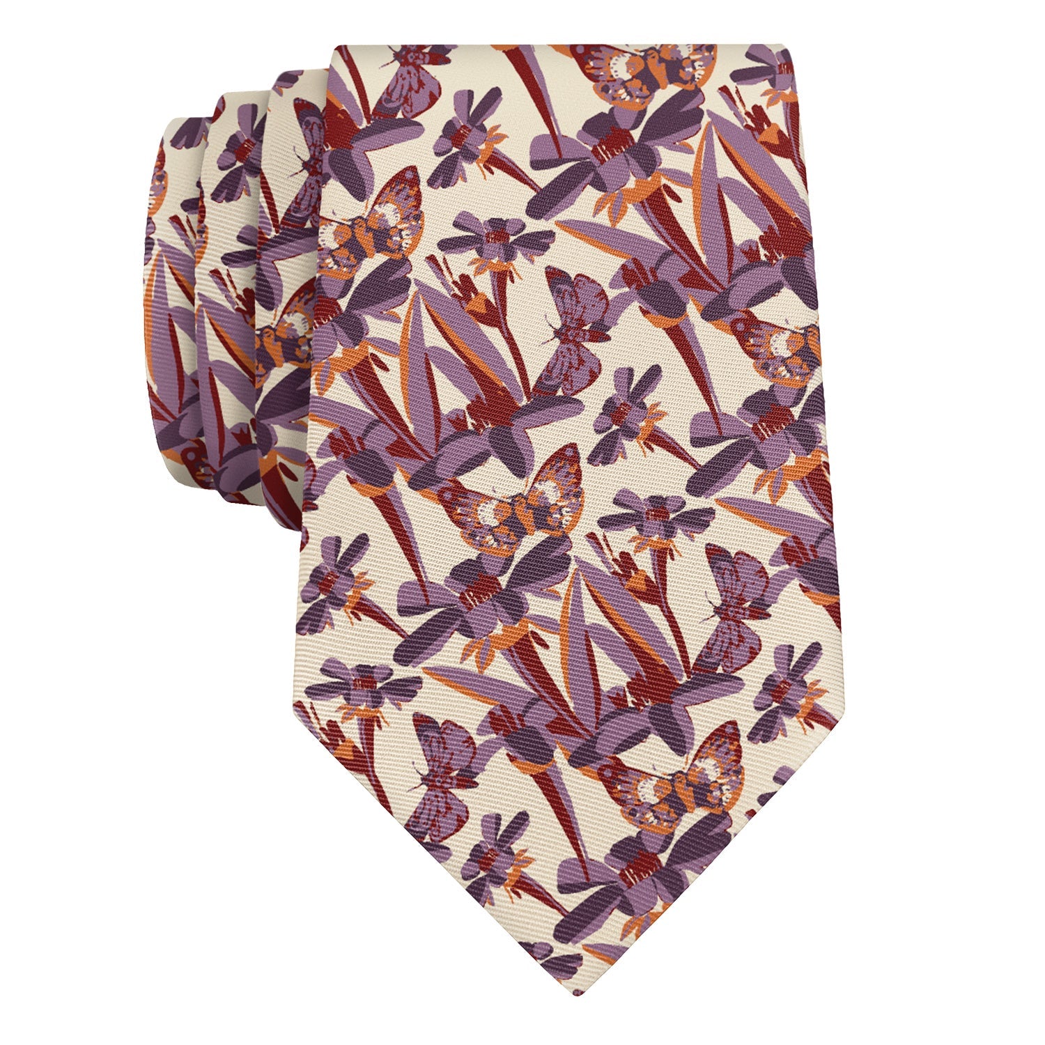 Butterfly Floral Necktie - Rolled - Knotty Tie Co.