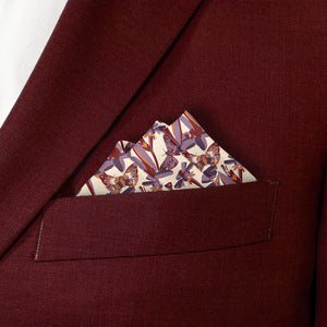 Butterfly Floral Pocket Square - Stairs Fold - Knotty Tie Co.