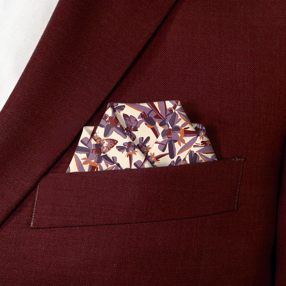 Butterfly Floral Pocket Square - Scalloped Fold - Knotty Tie Co.