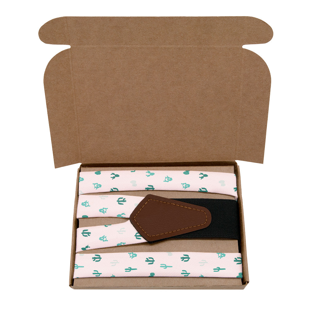 Cactus Herbage Suspenders - Kraft Gift Box Packaging - Knotty Tie Co.