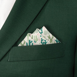 Cactus Party Pocket Square - Stairs Fold - Knotty Tie Co.