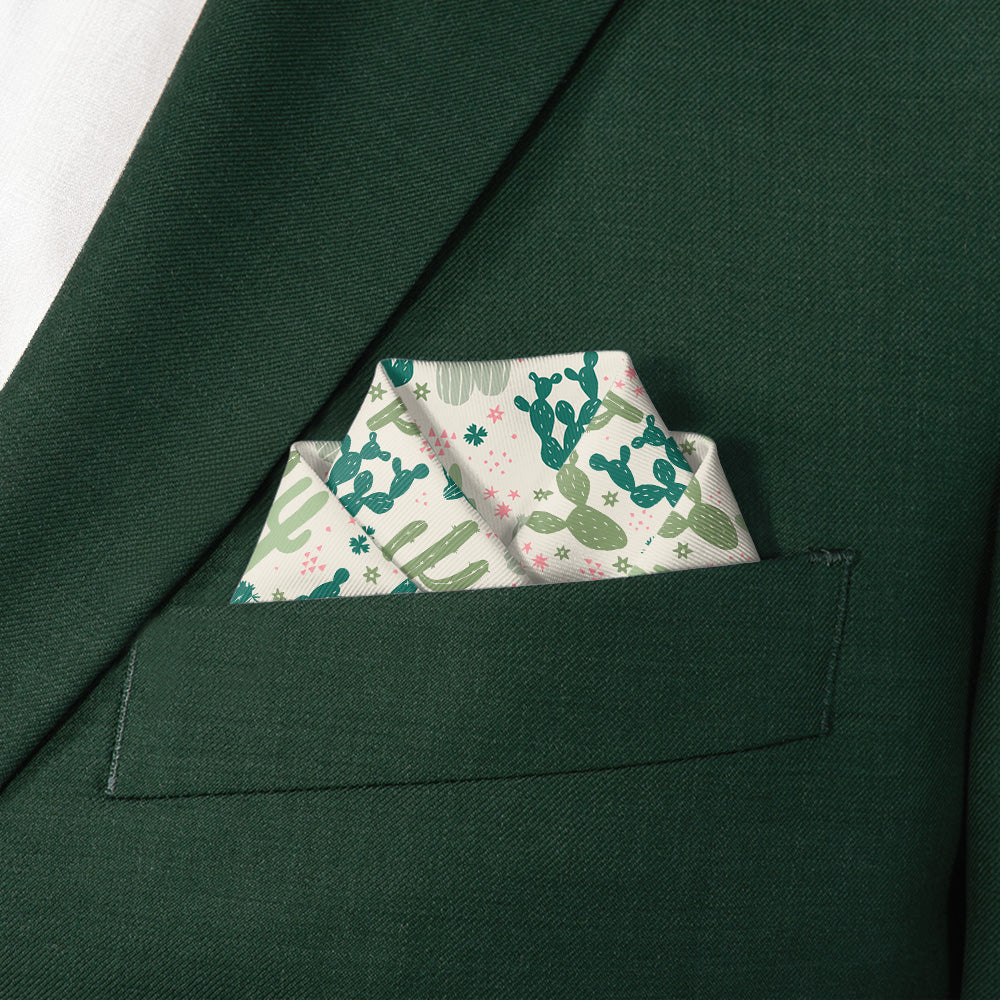 Cactus Party Pocket Square - Scalloped Fold - Knotty Tie Co.