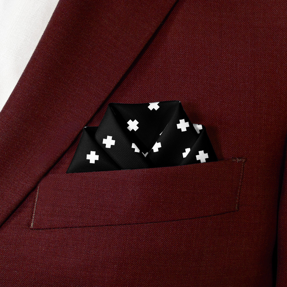 Calico Geometric Pocket Square - Scalloped Fold - Knotty Tie Co.