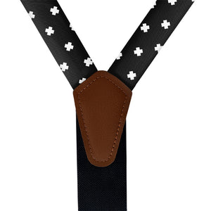 Calico Geometric Suspenders - Vegan Leather Y-Back - Knotty Tie Co.