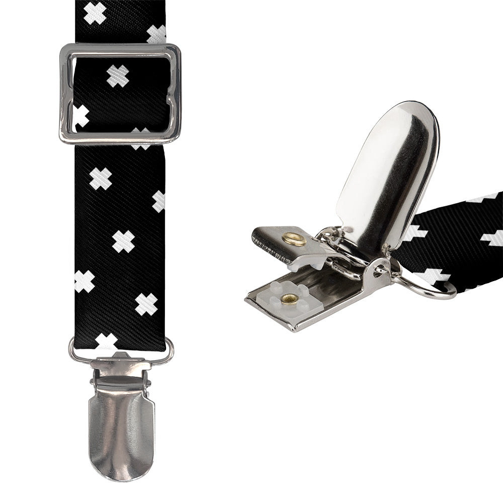 Calico Geometric Suspenders - Hardware and Strap - Knotty Tie Co.