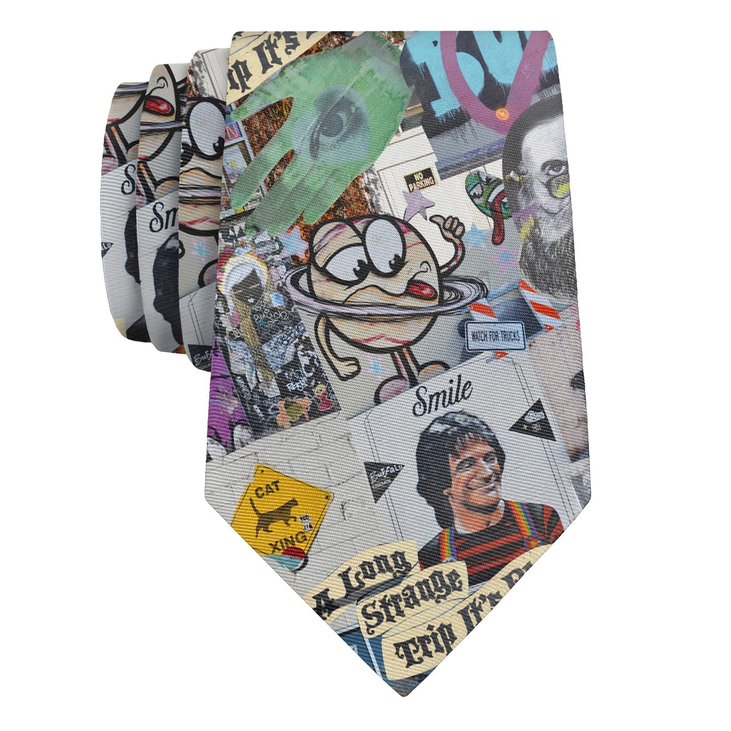 Cap Hill Street Art Necktie - Rolled - Knotty Tie Co.