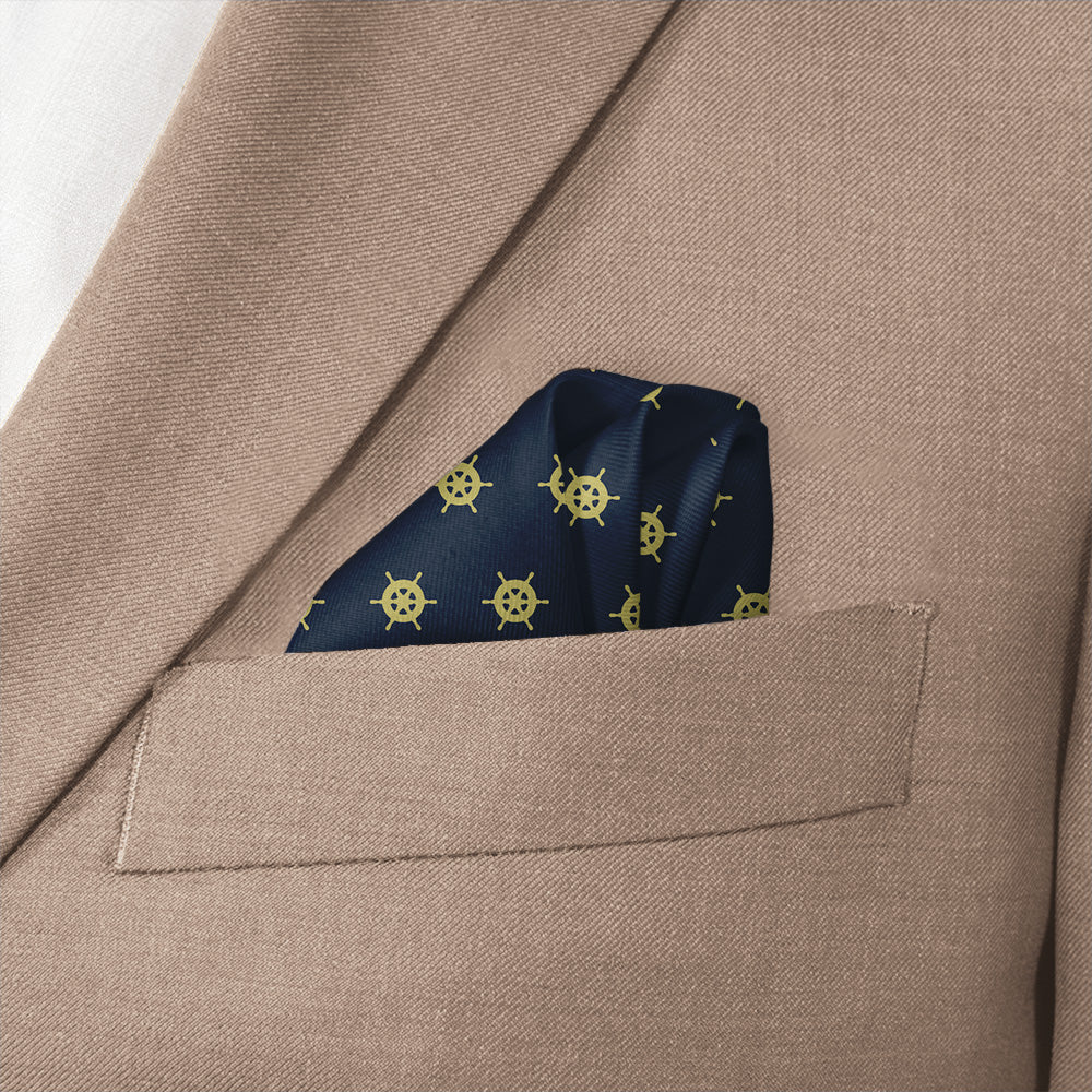 Captain's Wheel Pocket Square - Wave Fold - Knotty Tie Co.