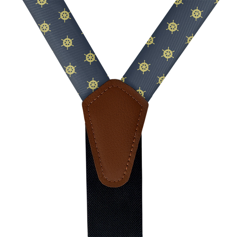 Captain's Wheel Suspenders - Vegan Leather Y-Back - Knotty Tie Co.