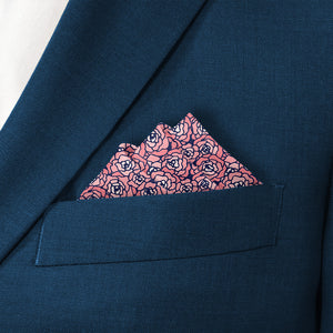 Carnation Mosaic Pocket Square - Stairs Fold - Knotty Tie Co.