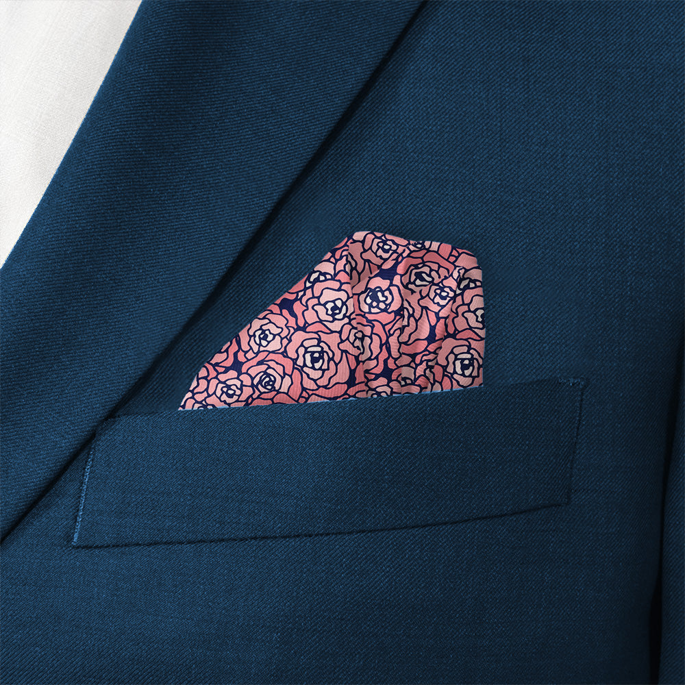 Carnation Mosaic Pocket Square - Wave Fold - Knotty Tie Co.