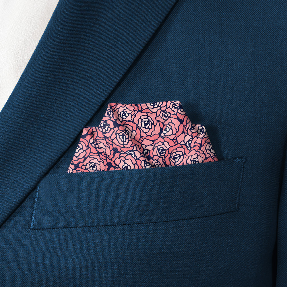 Carnation Mosaic Pocket Square - Scalloped Fold - Knotty Tie Co.